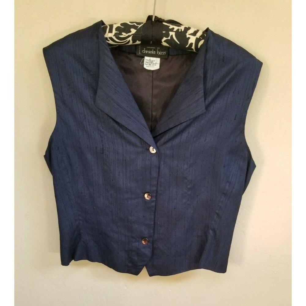 Daniela Bizzi Made In Italy Womens Size 44 Silk Cotton Button Front Cropped Vest